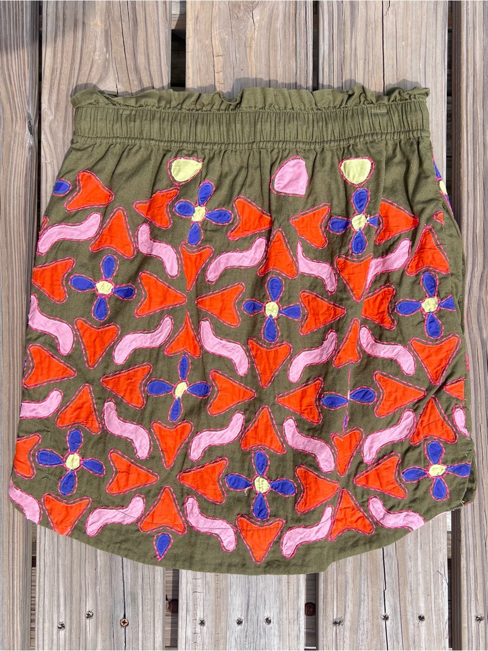 Mauve Anthropologie M Linen Embroidered Appliqué Skirt! EUC! - Picture 6 of 15
